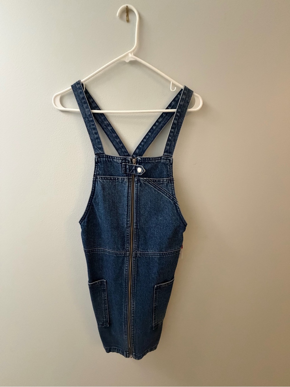 Topshop Dark Blue Denim Pinafore Dress